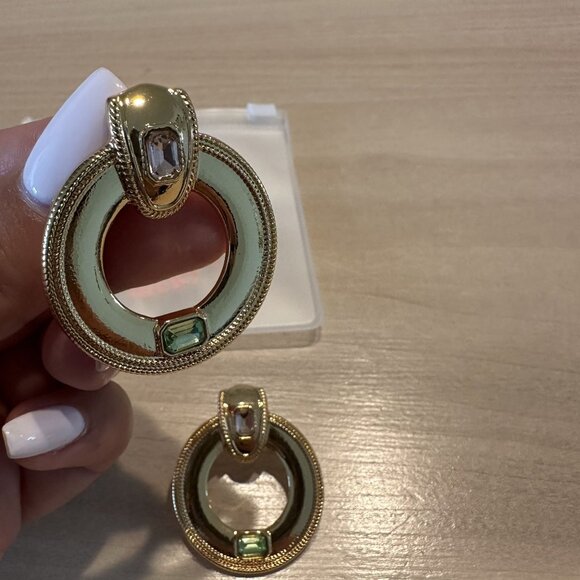 NWOT Frasier Sterling Alina Earrings in Watermelon Pink Green Gold - Picture 5 of 6